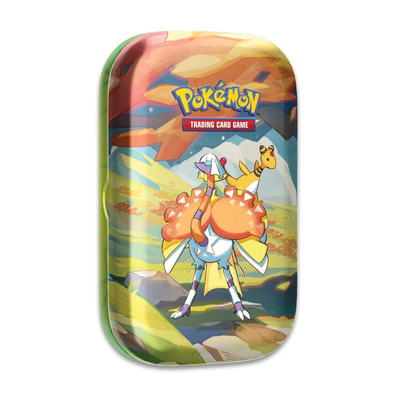 Pokemon TCG: Vibrant Paldea Mini Tin - Espathra & Ampharos (2 Booster Packs, 1 Sticker Sheet)